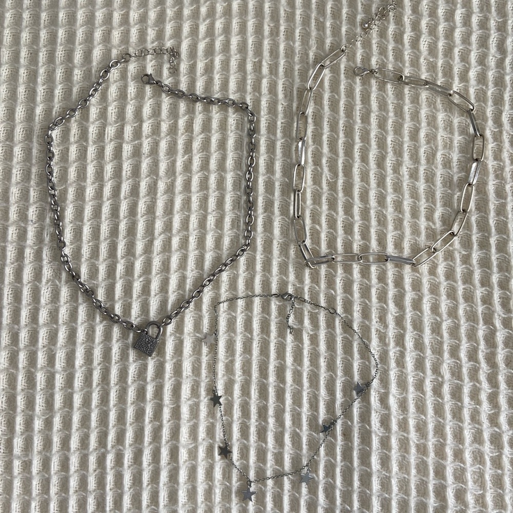 Set of 3 Silver Necklaces
